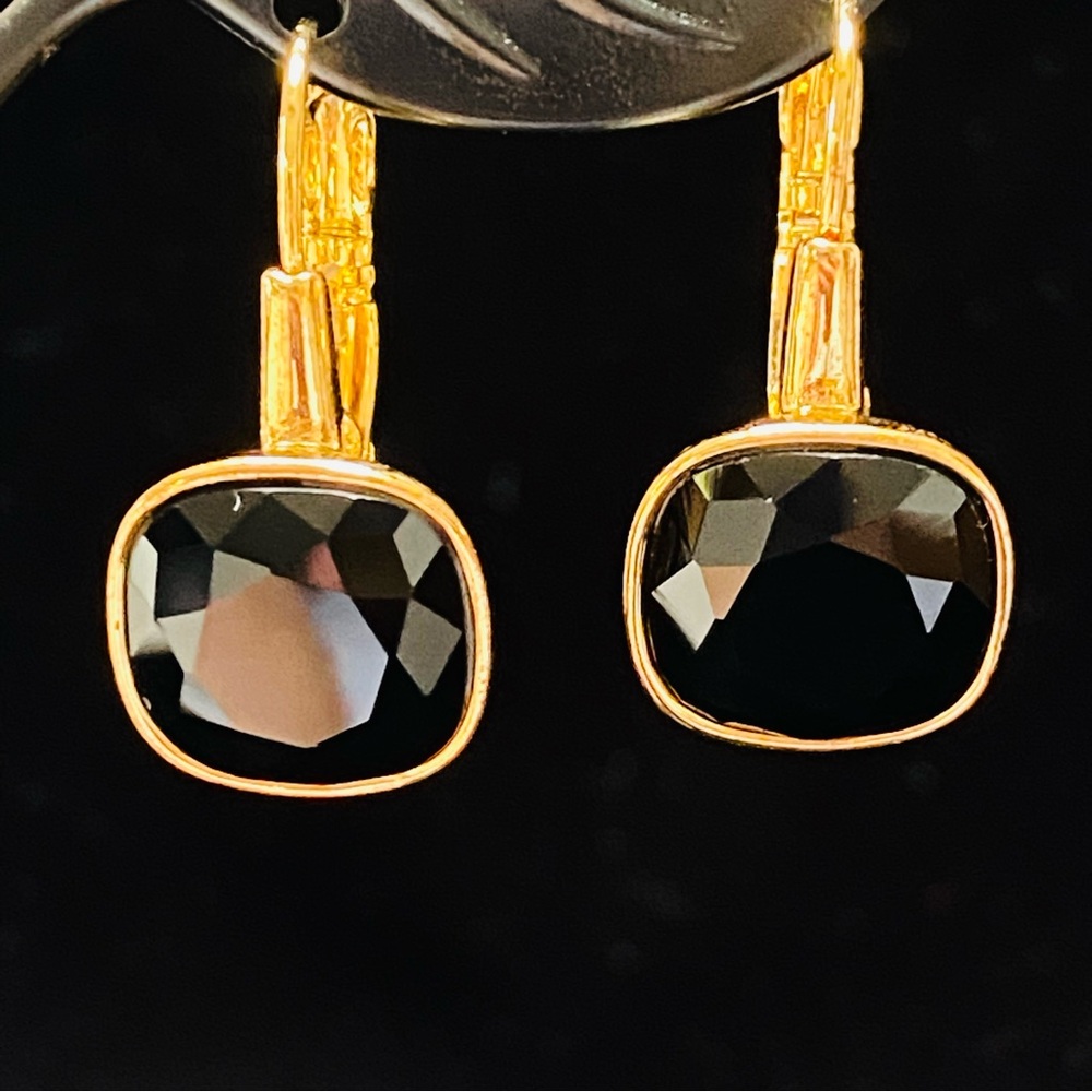 Vintage QVC Joan Rivers Classics Collection Bold Colored Sparkling Earring BLACK